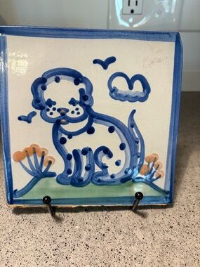 M.A. Hadley  Blue  Dog  Tile